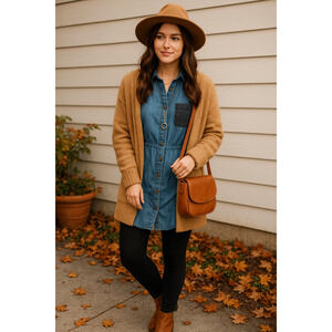 Belle Du Jour Mini Denim Shirt Dress 100% Cotton Size Small Women